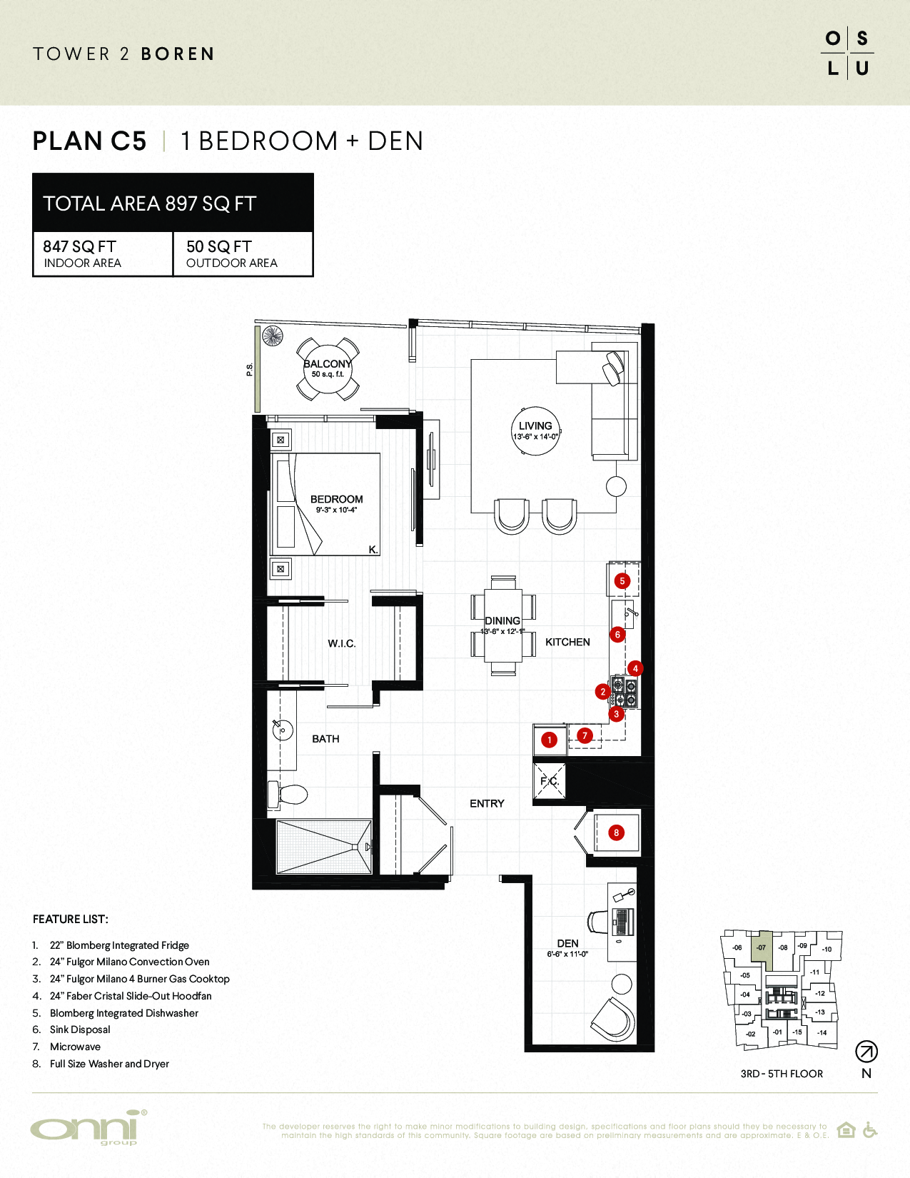 Floor plan for 1 bed, 1 bath, 847 sqft